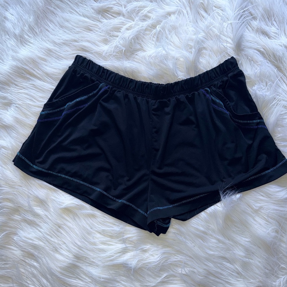 Cacique Simply Women’s 18/20 Swim Cover Up Shorts Mint/Blue Embroidery Pockets